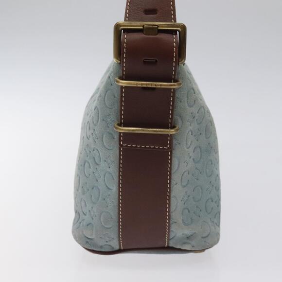 CELINE C Macadam Canvas Shoulder Bag Suede Leather Blue Gold - Picture 5 of 12